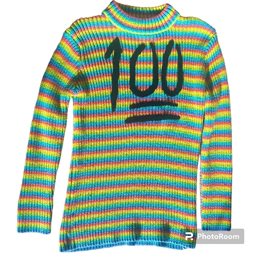 UNIF rainbow 100 long sweater size small funnel neck mock turtleneck dress